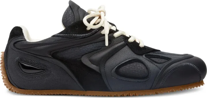 Leather Panelled Lace-Up Sneakers