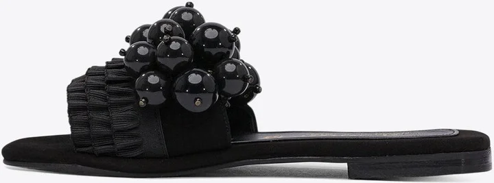 Leather Pearl-Embellished Sandals - Image 2