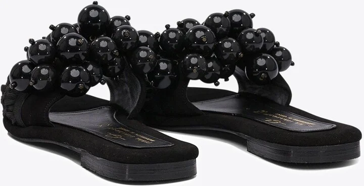 Leather Pearl-Embellished Sandals - Image 3