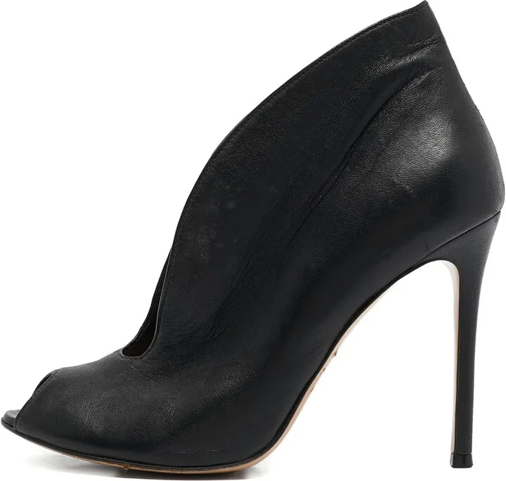 Leather Peep Toe Boots