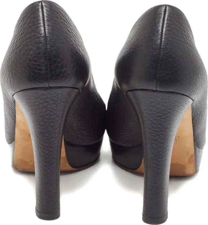 Leather Peep-Toe Platform Pumps - Image 3