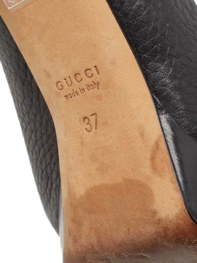 Leather Peep-Toe Platform Pumps - Image 5