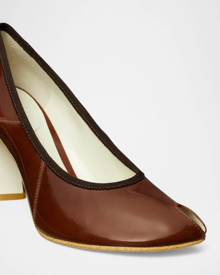 Leather Peep Toe Pumps - Image 2