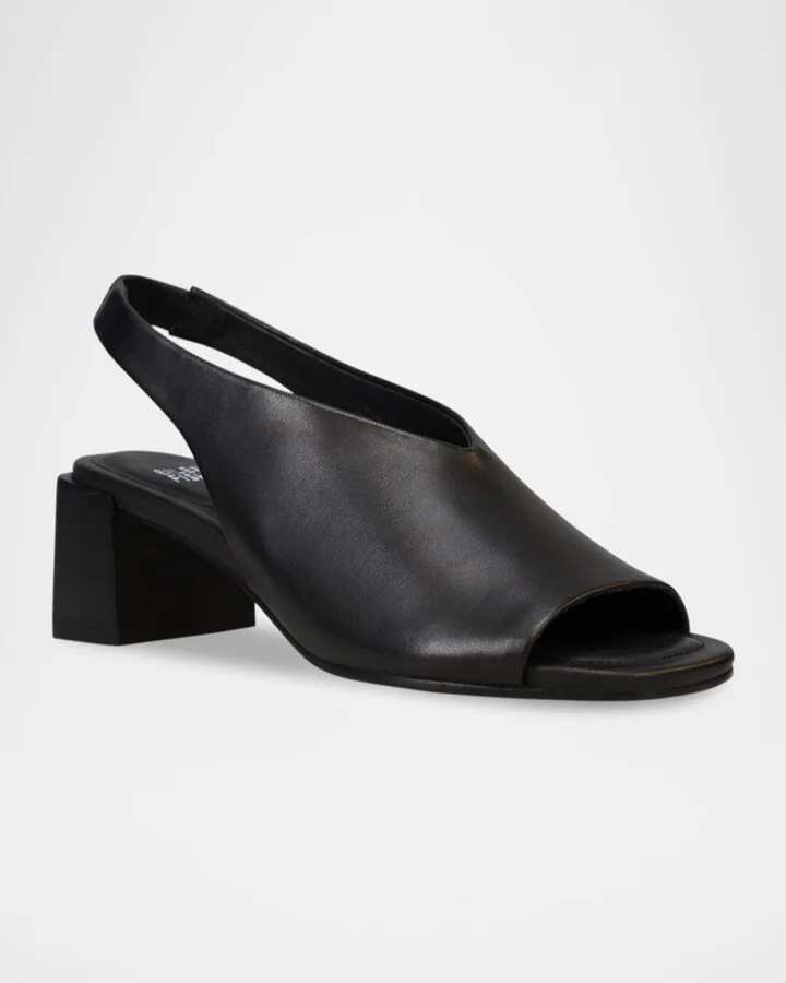 Leather Peep-Toe Slingback Pumps - Image 2
