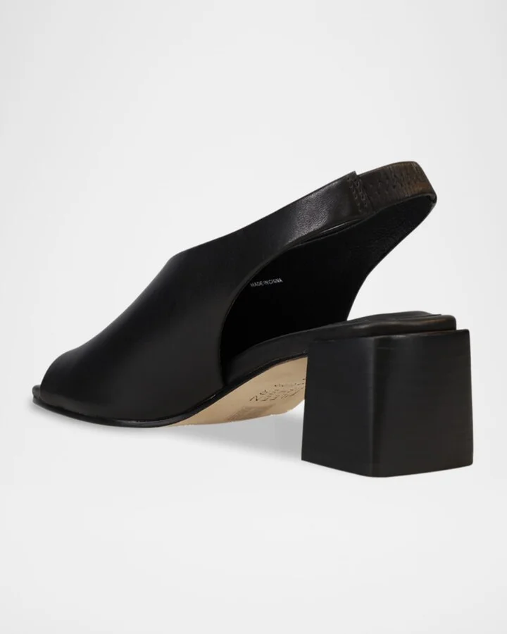 Leather Peep-Toe Slingback Pumps - Image 3
