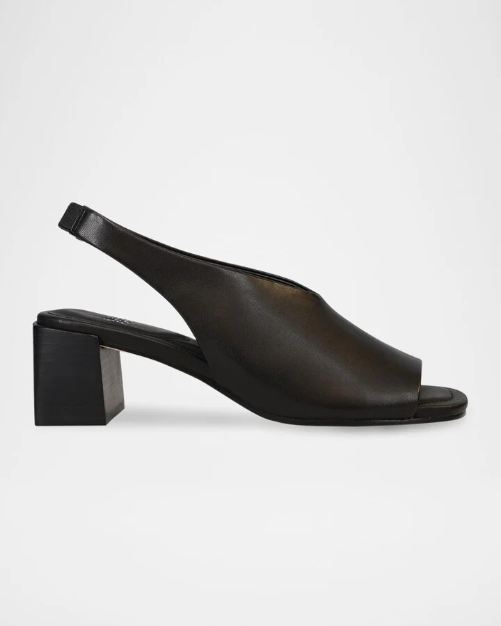 Leather Peep-Toe Slingback Pumps