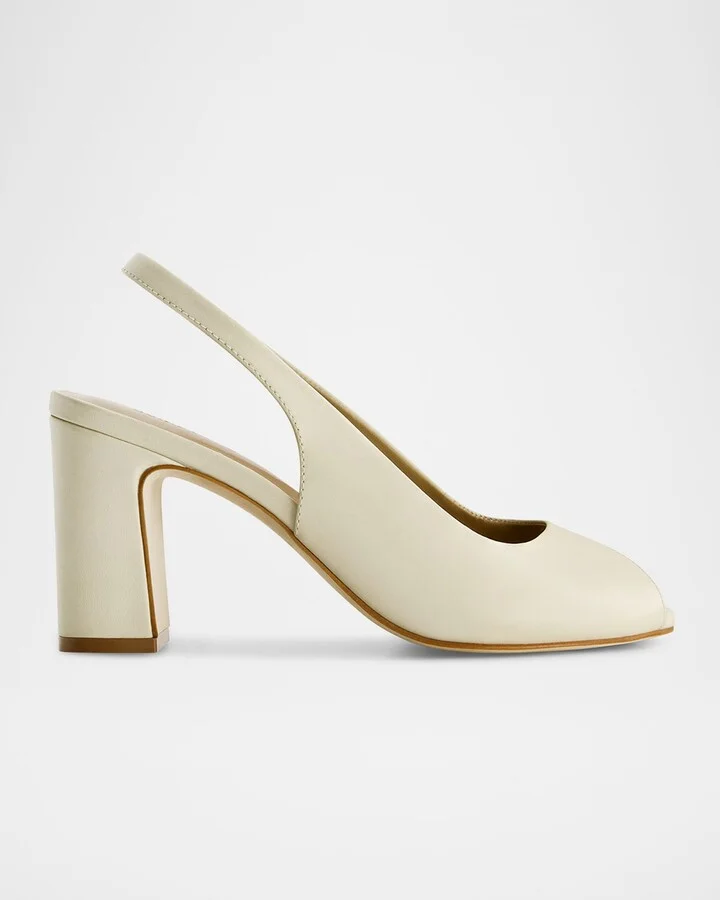 Leather Peep-Toe Slingback Pumps