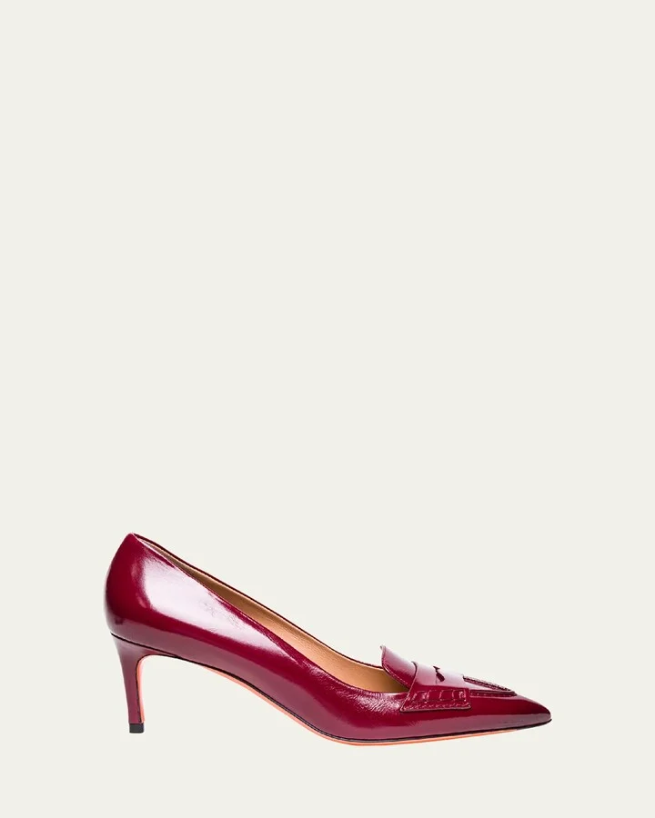 Leather Penny Loafer Pumps