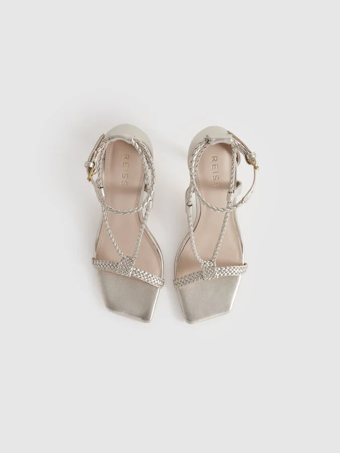 Leather Plaited Strappy Heeled Sandals - Image 3