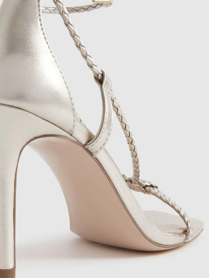 Leather Plaited Strappy Heeled Sandals - Image 5