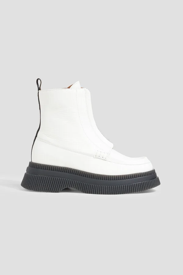 Leather platform ankle boots