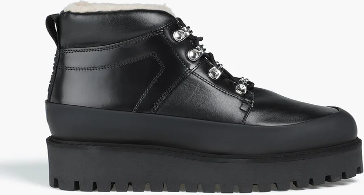 Leather platform ankle boots