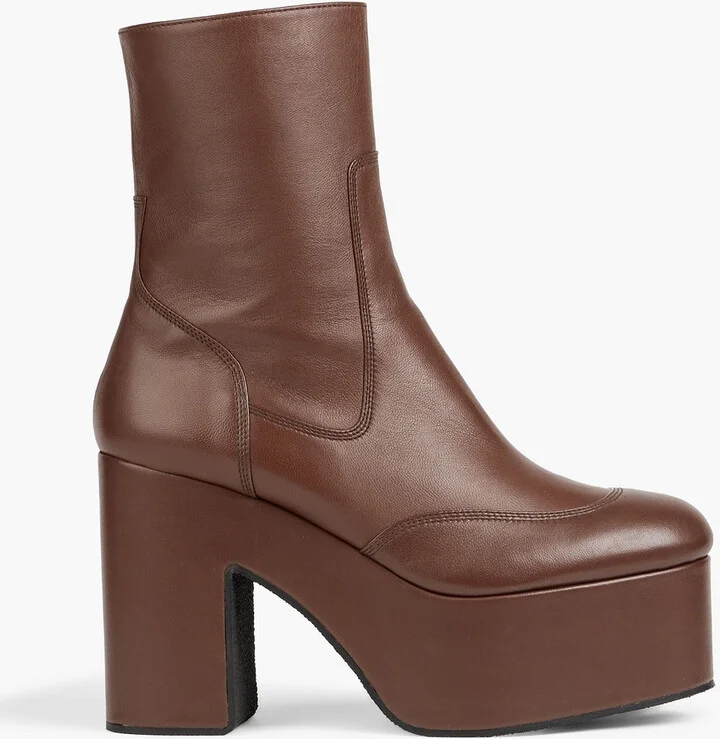 Leather platform ankle boots