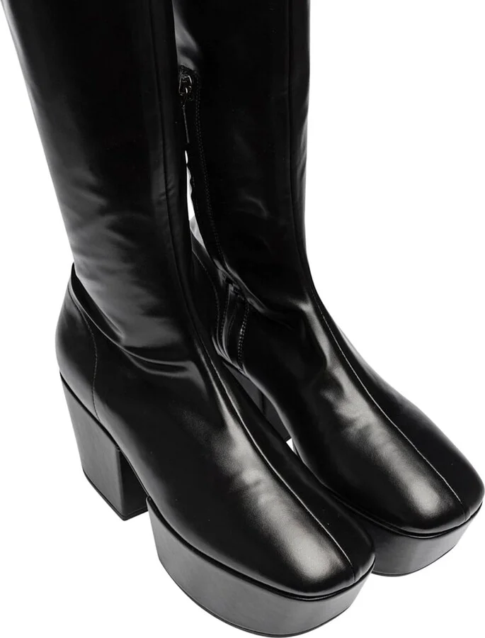 Leather Platform Boots - Image 4