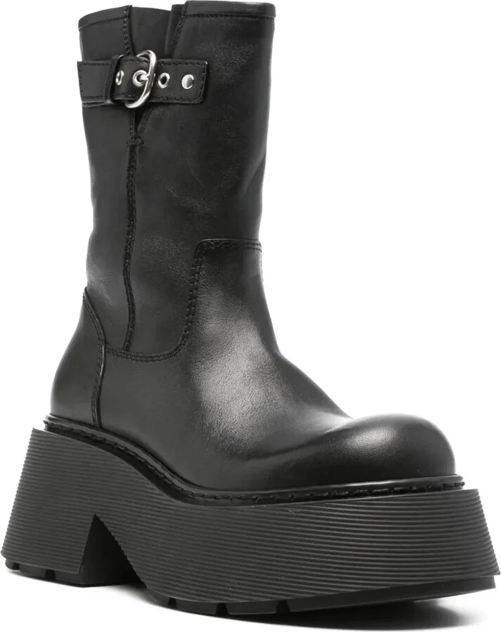 Leather Platform Combat Boots - Image 2