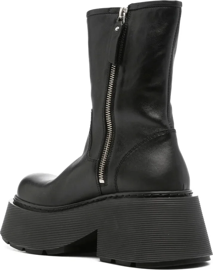 Leather Platform Combat Boots - Image 3