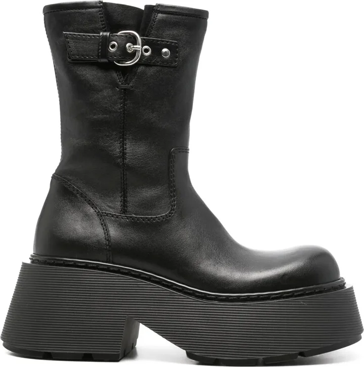 Leather Platform Combat Boots