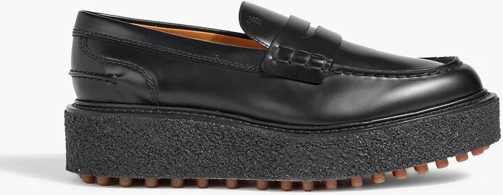 Leather platform loafers
