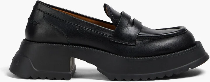 Leather platform loafers