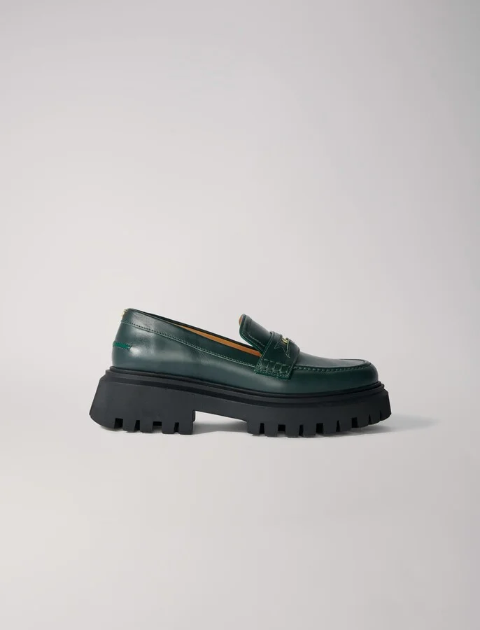 Leather platform loafers