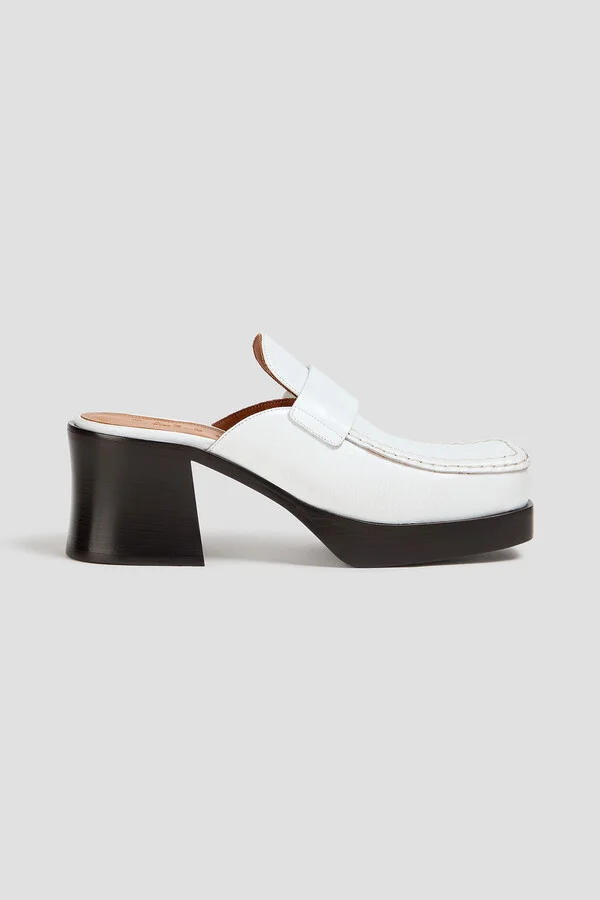 Leather platform mules