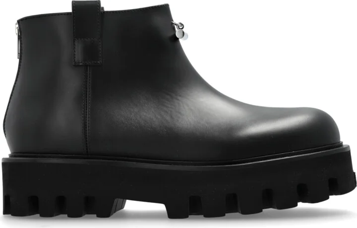 Leather Platform Shoes, , - Black