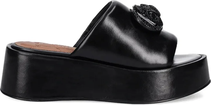 Leather Platform Slides