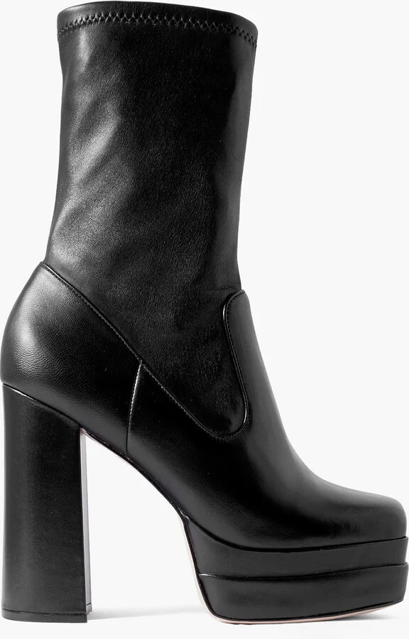 Leather platform sock boots