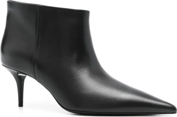 Leather Pointed Ankle Boots - Image 2