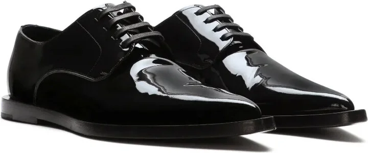 Leather Pointed Derby Shoes - Image 2