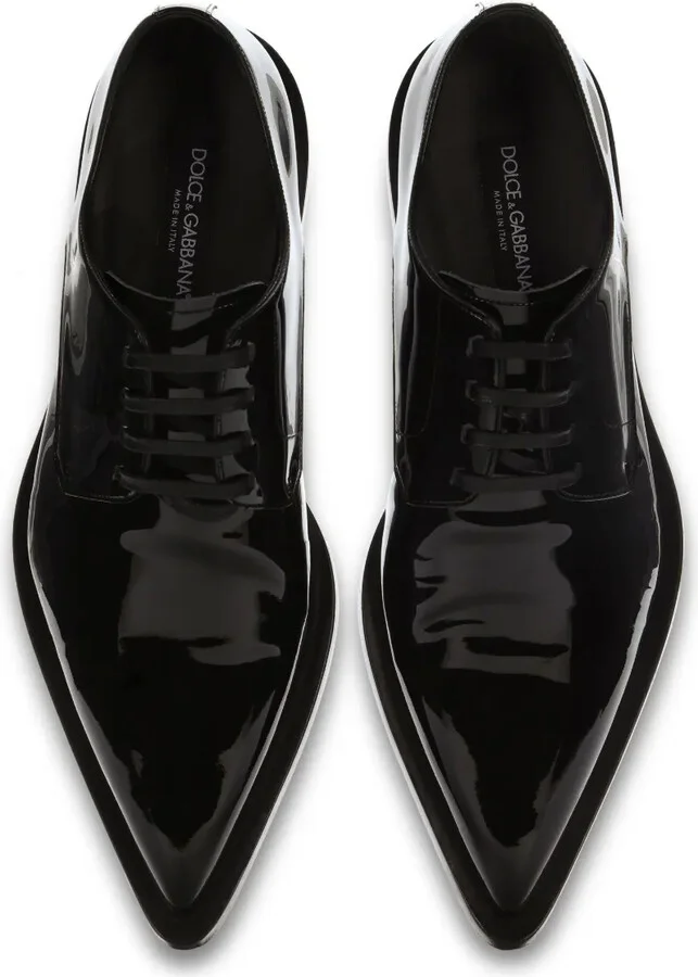 Leather Pointed Derby Shoes - Image 4