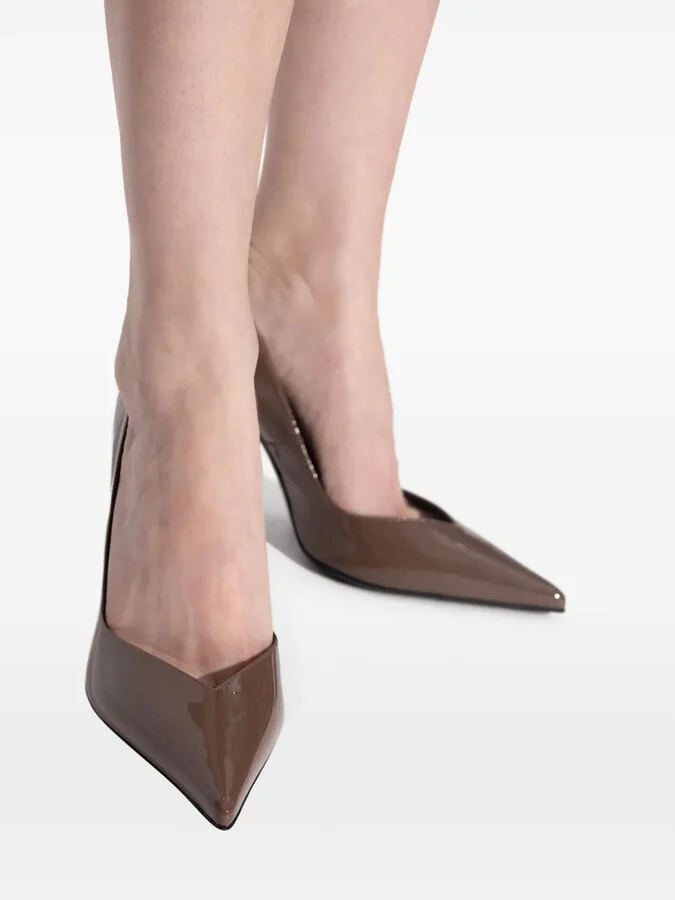 Leather Pointed-Toe Heeled Pumps - Image 5