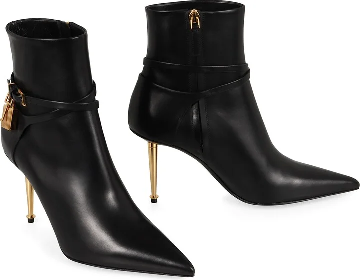 Leather Pointy Toe Ankle Boots - Image 3
