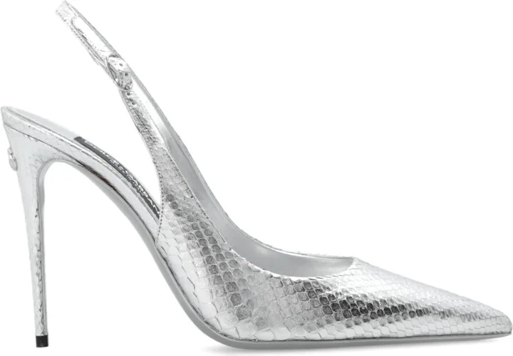 Leather Pumps, , - Silver