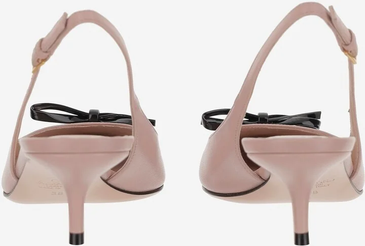 Leather Pumps With Bow - Image 4