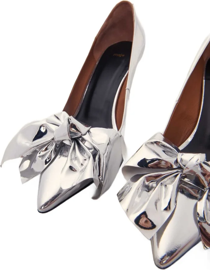 Leather pumps with bow detail - Image 4