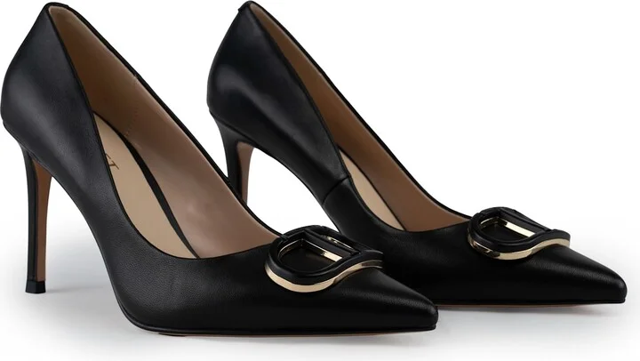 Leather Pumps With Oval-t Logo - Image 3