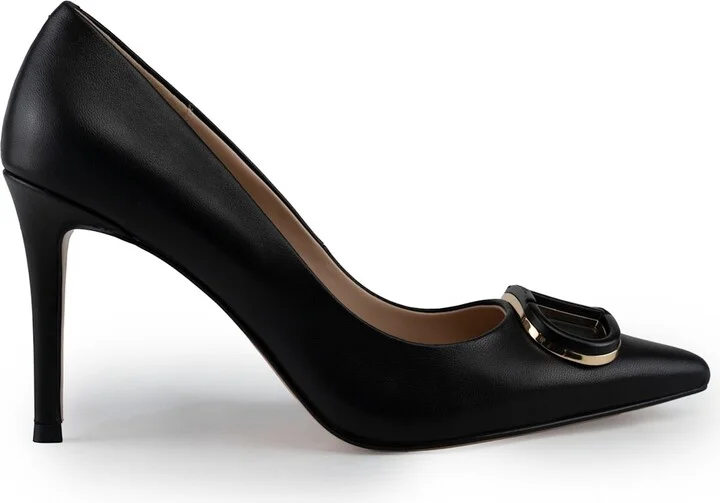 Leather Pumps With Oval-t Logo