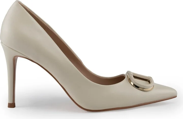 Leather Pumps With Oval-t Logo