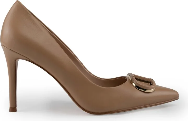 Leather Pumps With Oval-t Logo