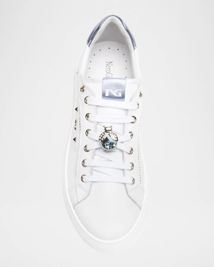 Leather Retro Jeweled Low-Top Sneakers - Image 3