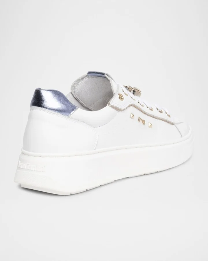 Leather Retro Jeweled Low-Top Sneakers - Image 4