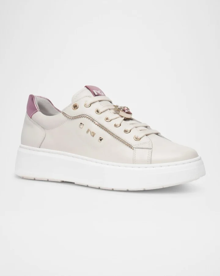 Leather Retro Jeweled Low-Top Sneakers - Image 7