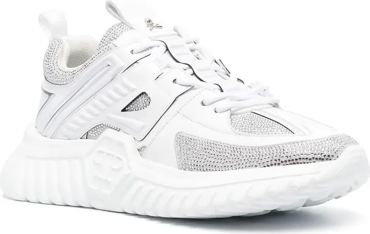 Leather Rhinestone-Embellished Runner Sneakers - Image 2