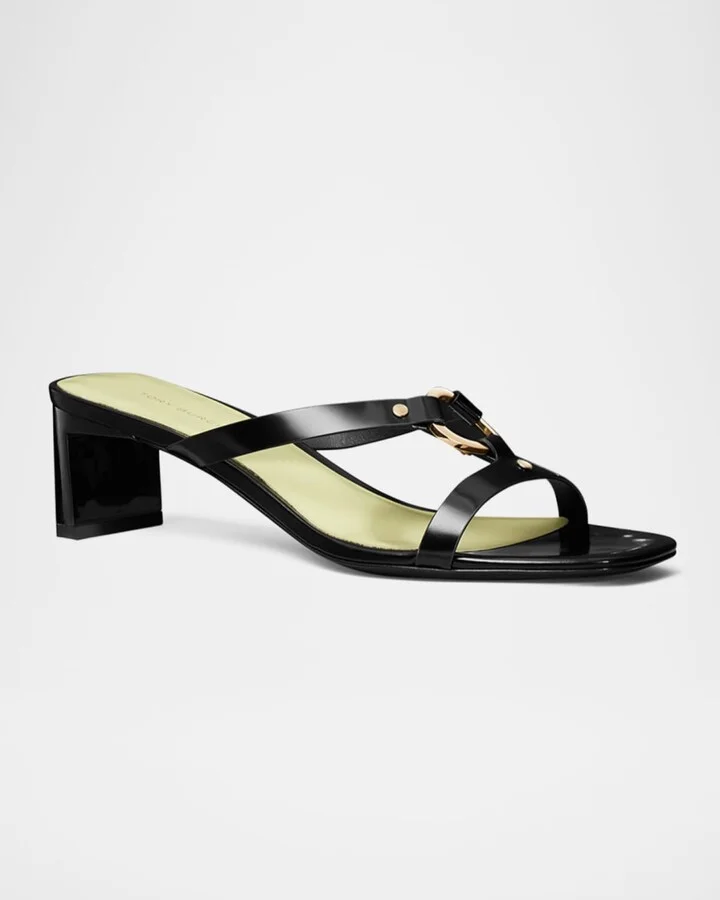 Leather Ring Heeled Slide Sandals - Image 4