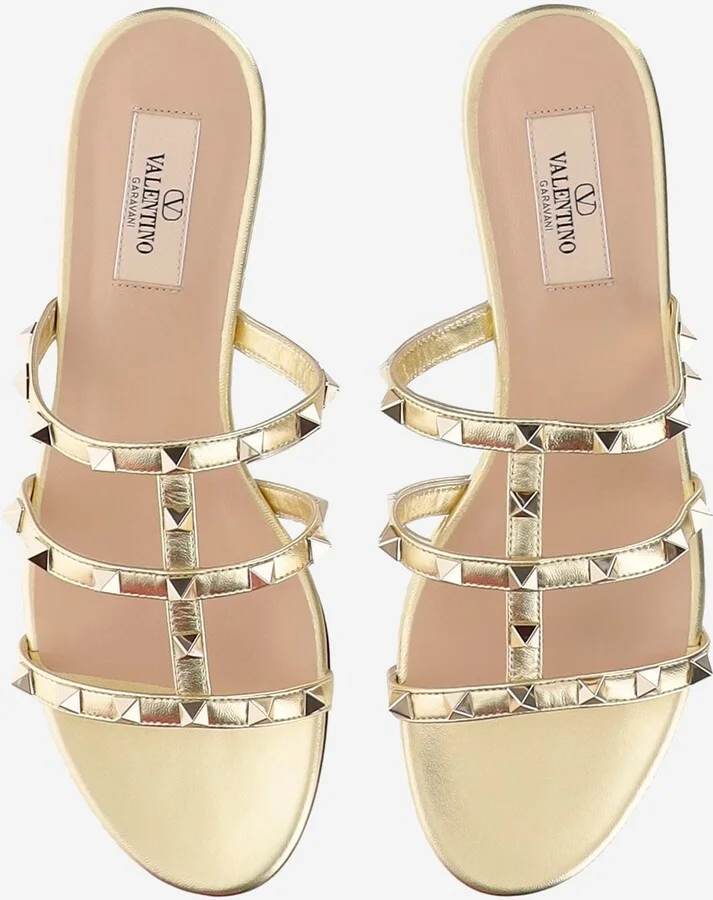 Leather Rockstud Slide Sandals - Image 2