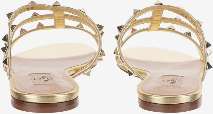 Leather Rockstud Slide Sandals - Image 4