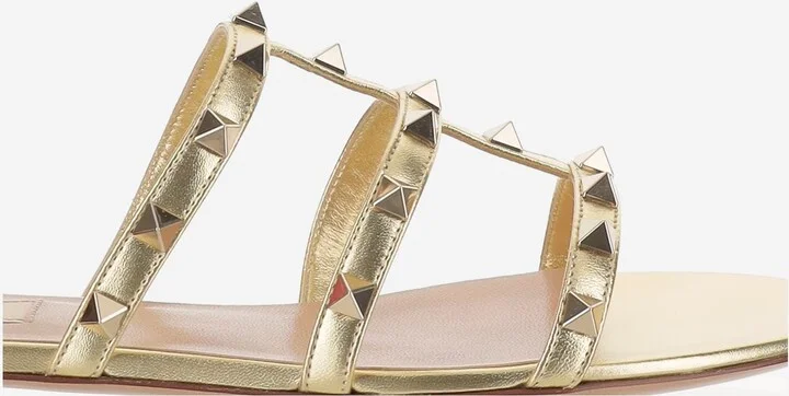 Leather Rockstud Slide Sandals - Image 5