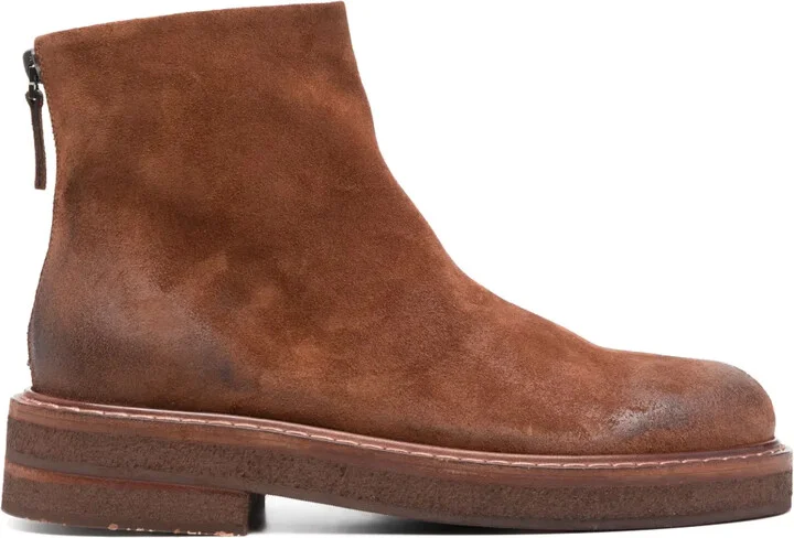 Leather Round-Toe Ankle Boots