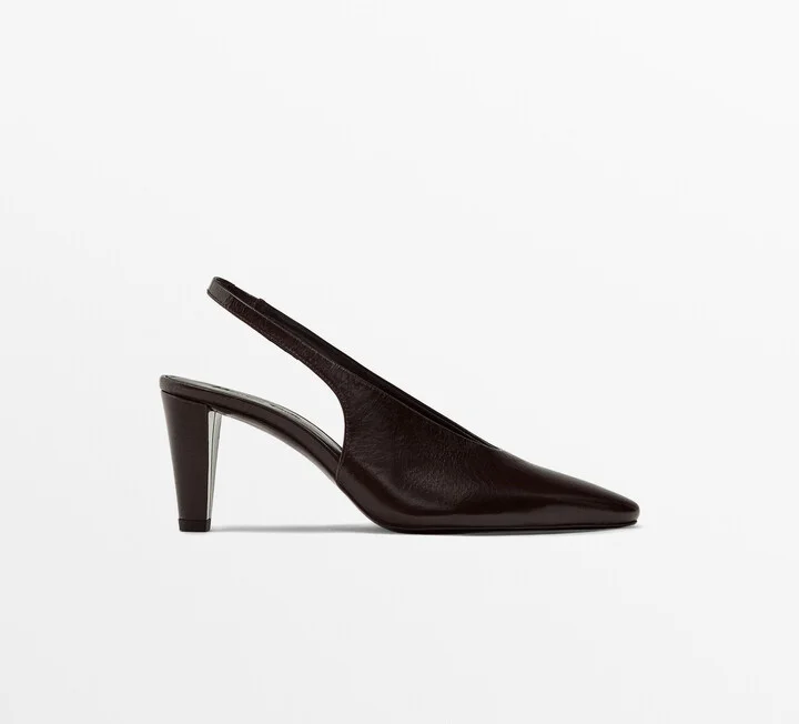 Leather Round Toe Slingback Shoes - Image 2